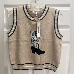 NWT VIGOSS COWGIRL BOOT SLEEVELESS
SWEATER VEST size Large